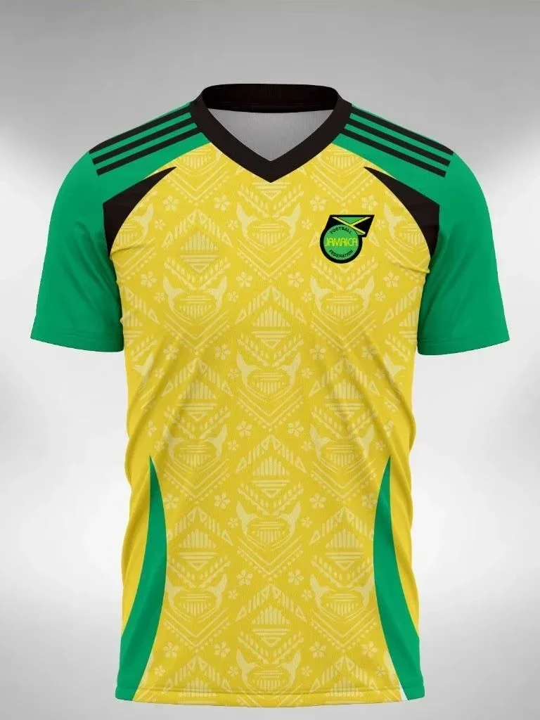 جديد الصيف الرجال جديد جامايكا كرة القدم تي شيرت الرياضة في الهواء الطلق فضفاضة سريعة الجافة قصيرة الأكمام التدريب ملابس اللياقة البدنية غير رسمية
