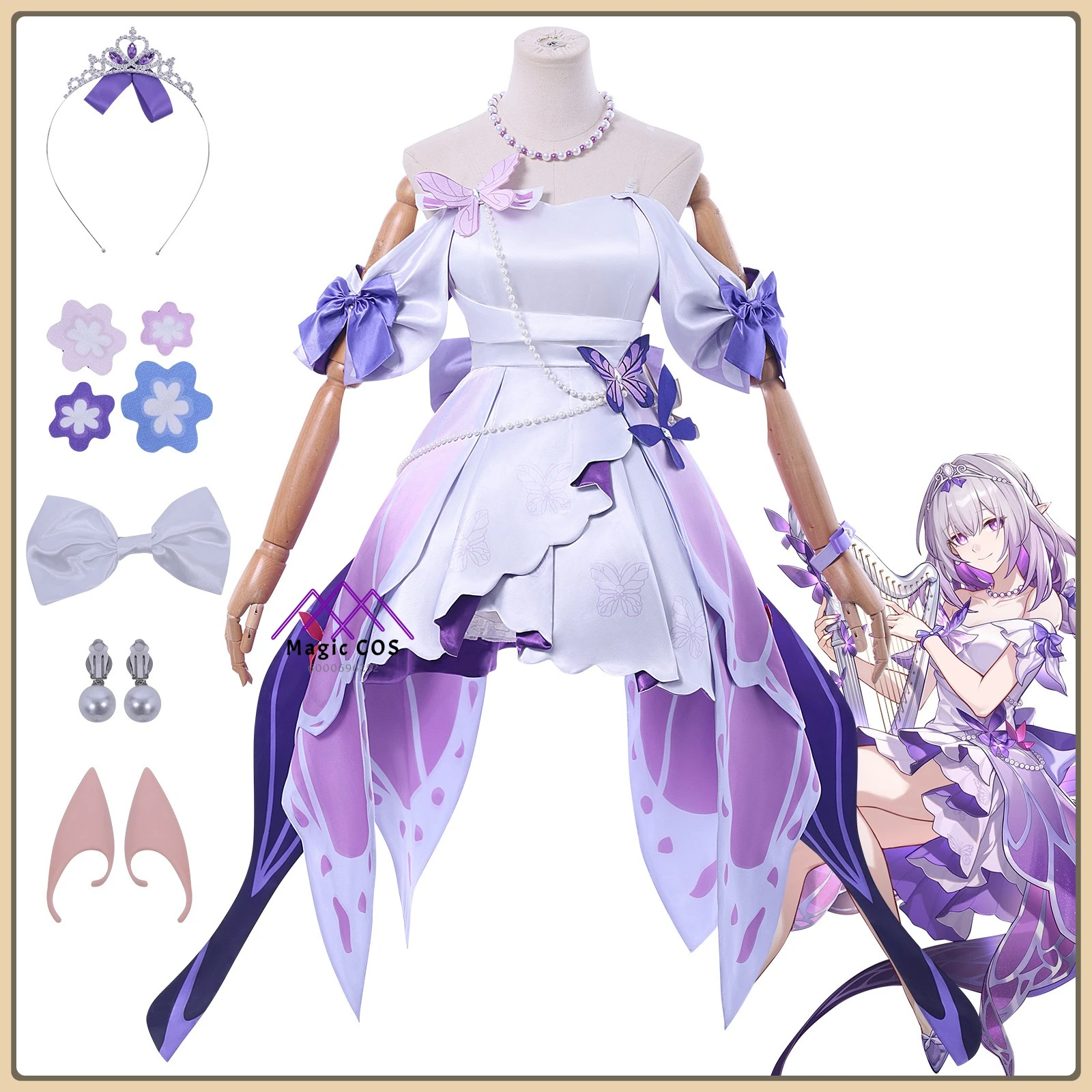 

Honkai: Star Rail Concert Xiadie Cosplay Costume Elegant Style High Quality Anime Outfit Full Set for Women Comic Con Party