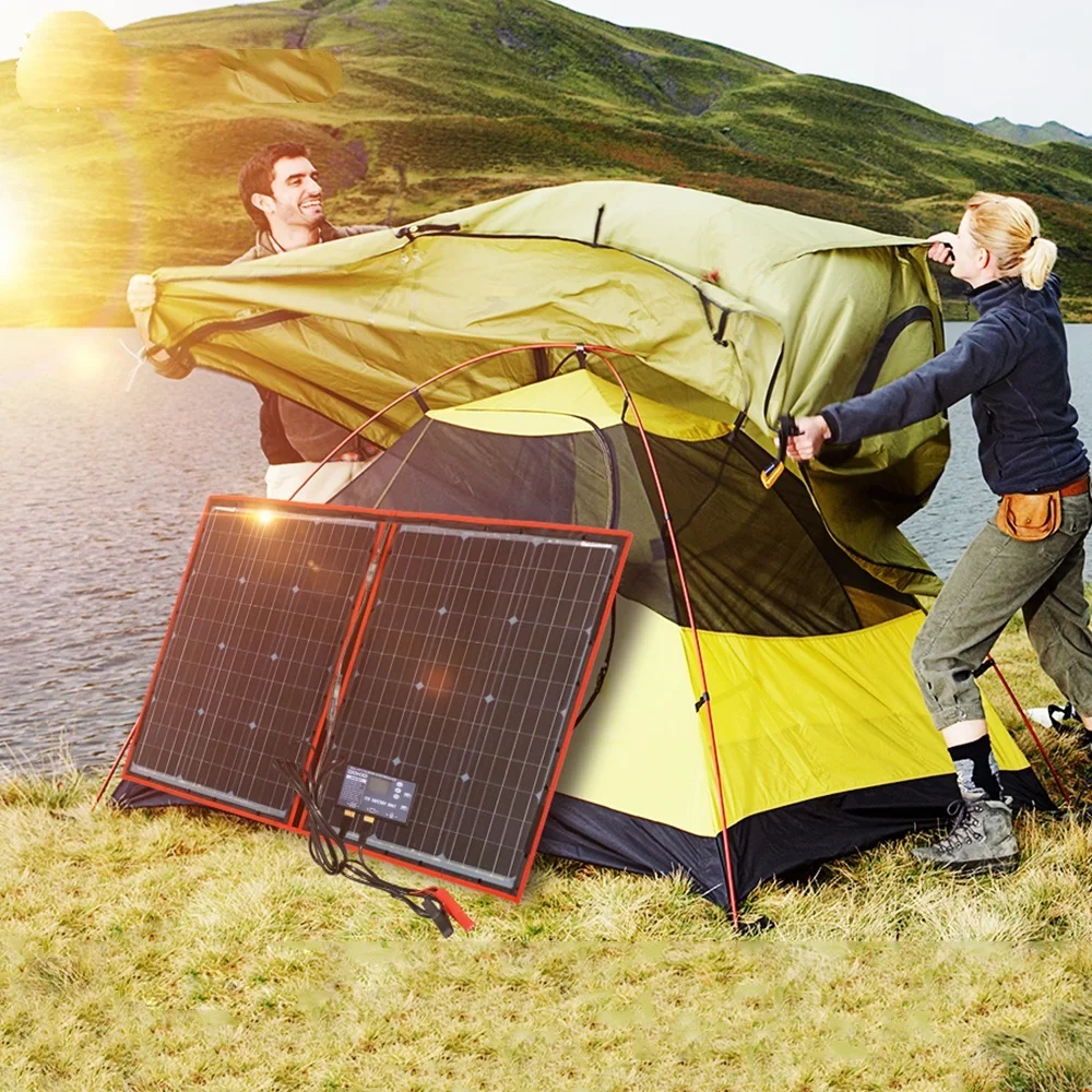 New 18V 80W 100W 200W Portable Foldable Solar Panel With 12V Controller Flexible Solar Panel For House Camping Travel