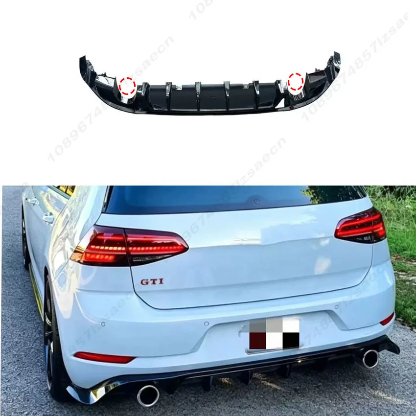 Комплект из 3-х диффузоров-сплиттеров TCR Style для заднего бампера VW Golf 7 Mk7 GTI GTD TSI R R-LINE 2013-2017, тюнинг-накладка на бампер, черный