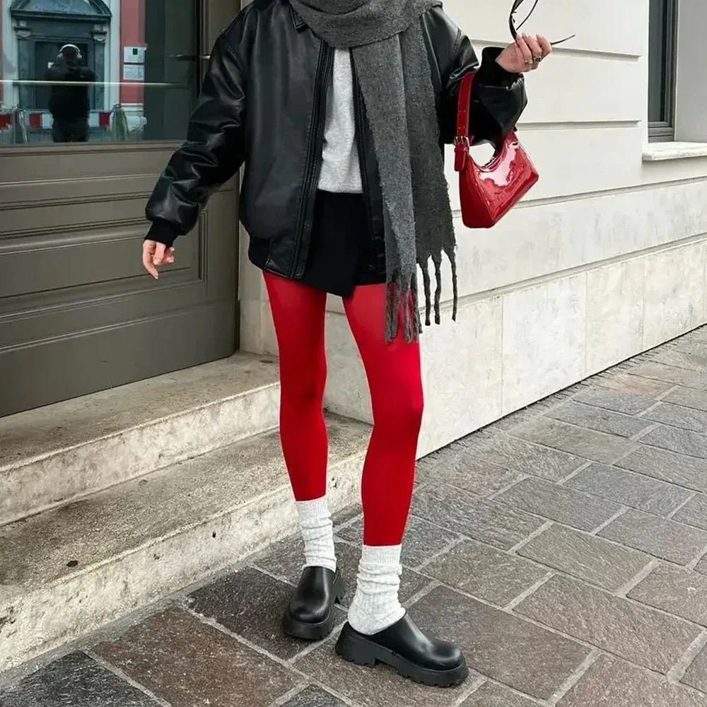 Herbst Koreanische Ins Warme Rote Strumpfhosen Engen Samt Dünne Dessous Strumpfhosen Spitze Leggings Socken Gothic Party Kleidung Zubehör