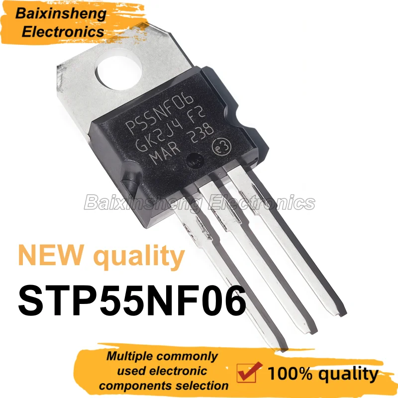 55NF06, 10 pieces, STP55NF06, 50A60V, TO-220, MOSFET, new and of good quality