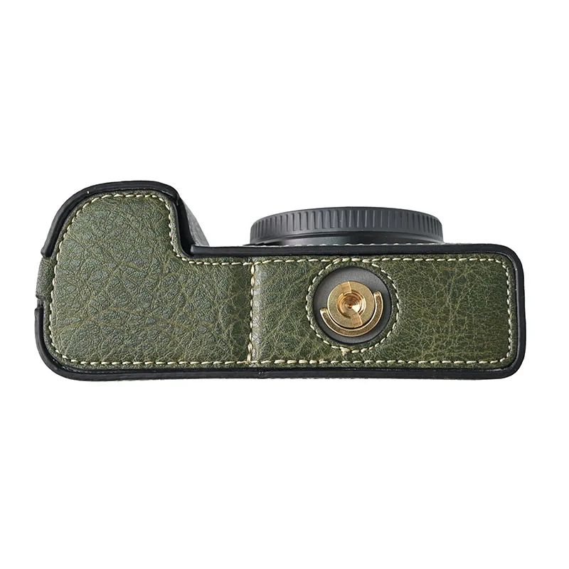 Litchi Magnetic PU Leather Camera Half Case For Sony A6300 A6400 A6000 A6100 Genuine Leather Bottom Opening Cover