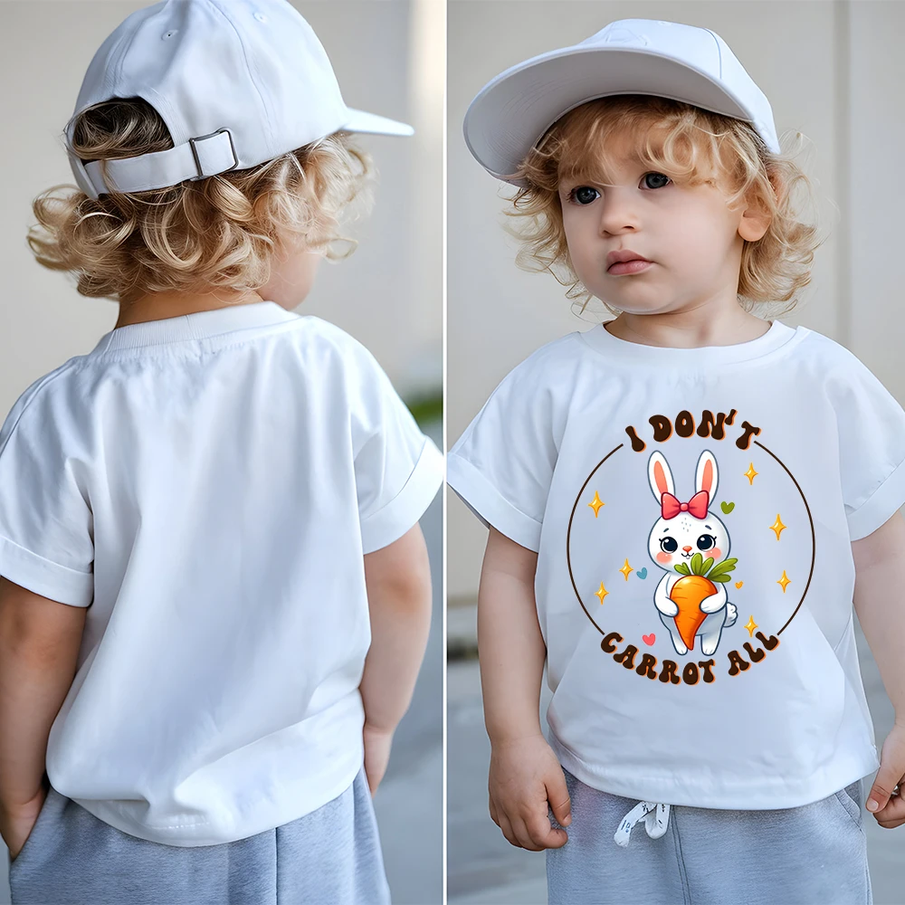

Детская удобная футболка из 100% хлопка с принтом «Веселый кролик» к Пасхе, для девочек, с круглым вырезом, с коротким рукавом, для активного отдыха