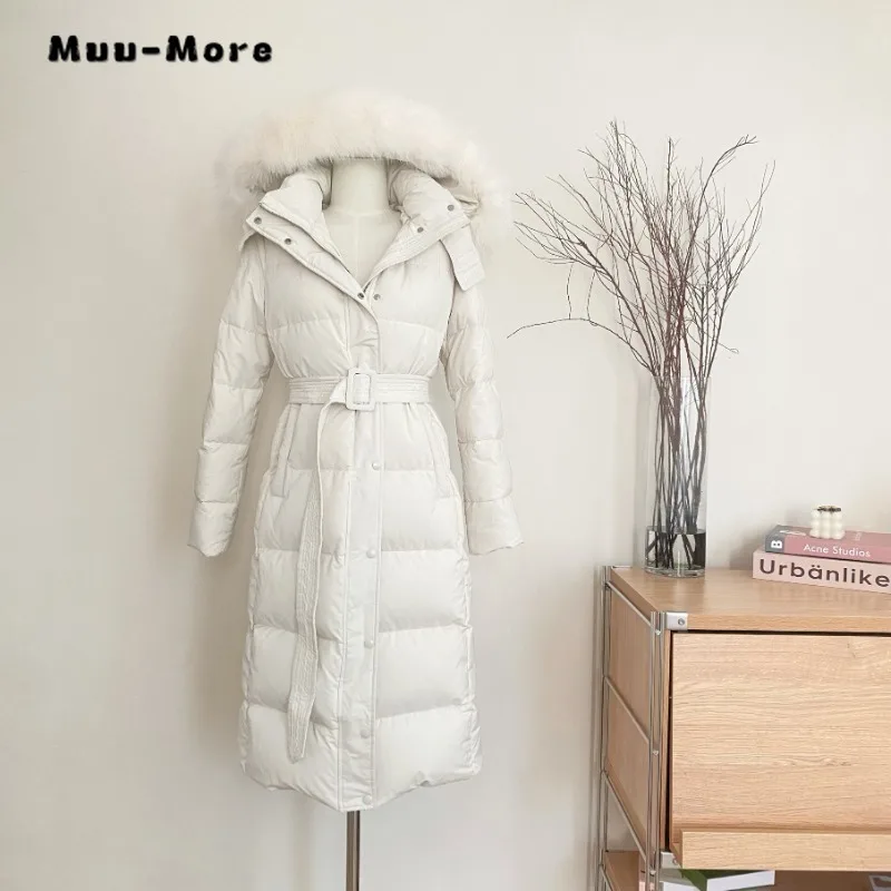 Women's Basics Casual Solid Color Long Sleeve Outerwear Hooded Maxi X-Long Parkas Harajuku Jacket 2024 Spring White Warm Coat