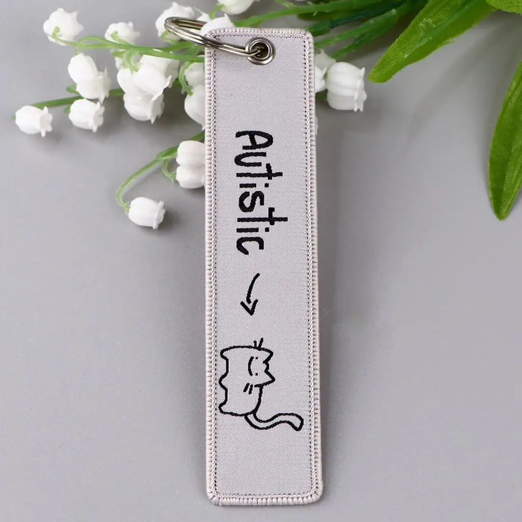 Funny Quotes Series Embroidery Key Fobs Holder Key Tag Key Chain for Motorcycles Women Men Key Ring Decorations Gifts