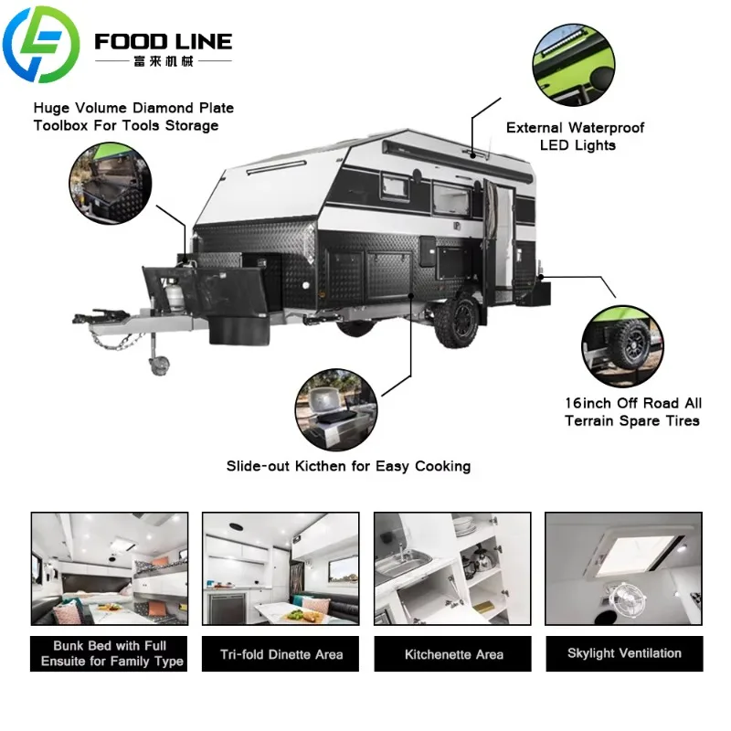 FL Customized Luxury Aluminum Camping Travel Trailer RV Small Off-road Independent Suspension for Sale