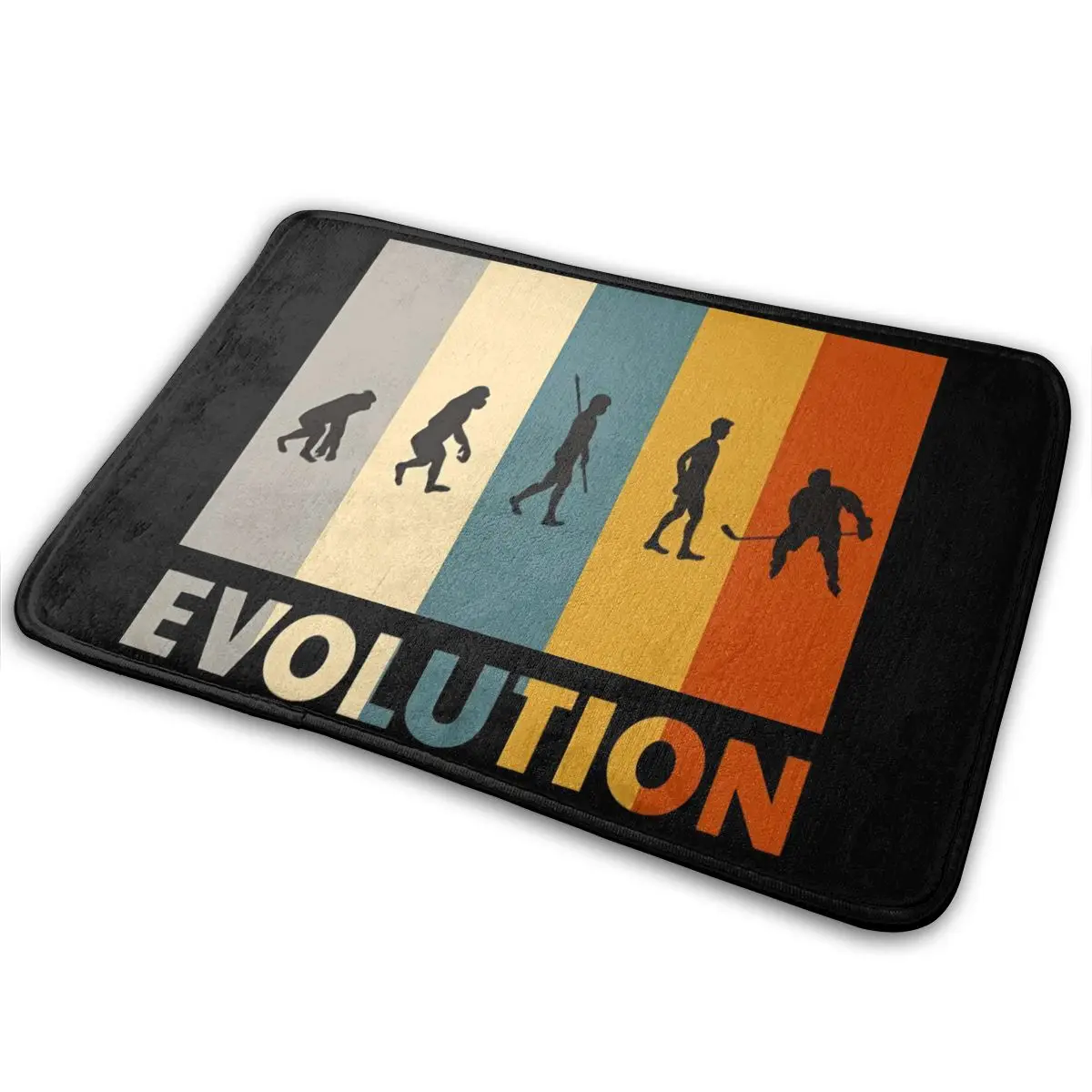 Evolution Ice Hockey 80S Retro Summer Fashion Interesting Image Rug Carpet Polyester Doormat Footpad Non-slip Absorbent Mat