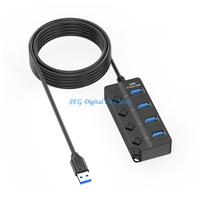 U75B MultiDevice Connection USB Hub USB Splitter With 7/4 Port, Individual Switches, Fast Data Transfer For Office Use
