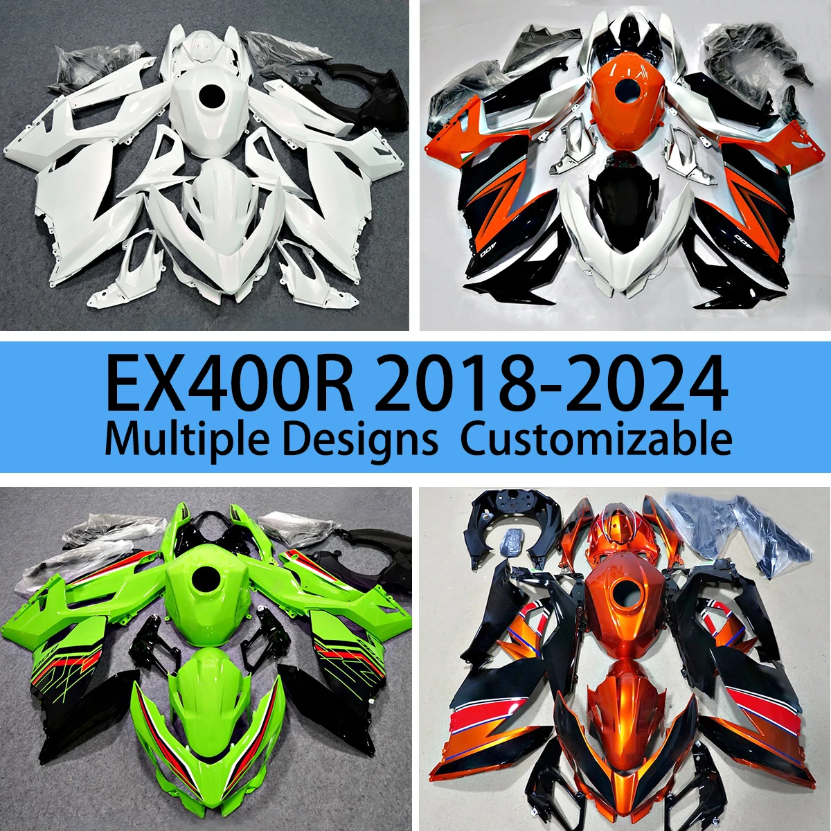 

For KAWASAKI NINJA 400 2018 2019 2020 2021 2022 2023 2024 Full Fairing Kit EX400R Motorcycle Fairings Injection Plastic Cowling