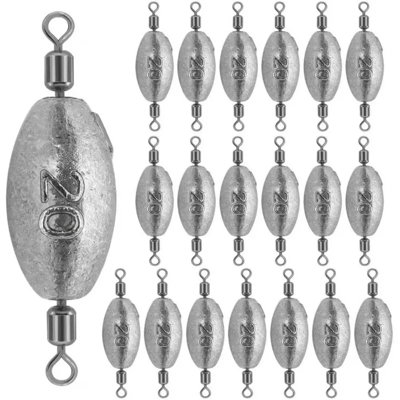 Fishing Weights Sinkers, Inline Weights Trolling Sinkers Quick Swivel Weight Sinker Olive-shaped Lead Pendant with Double Swivel