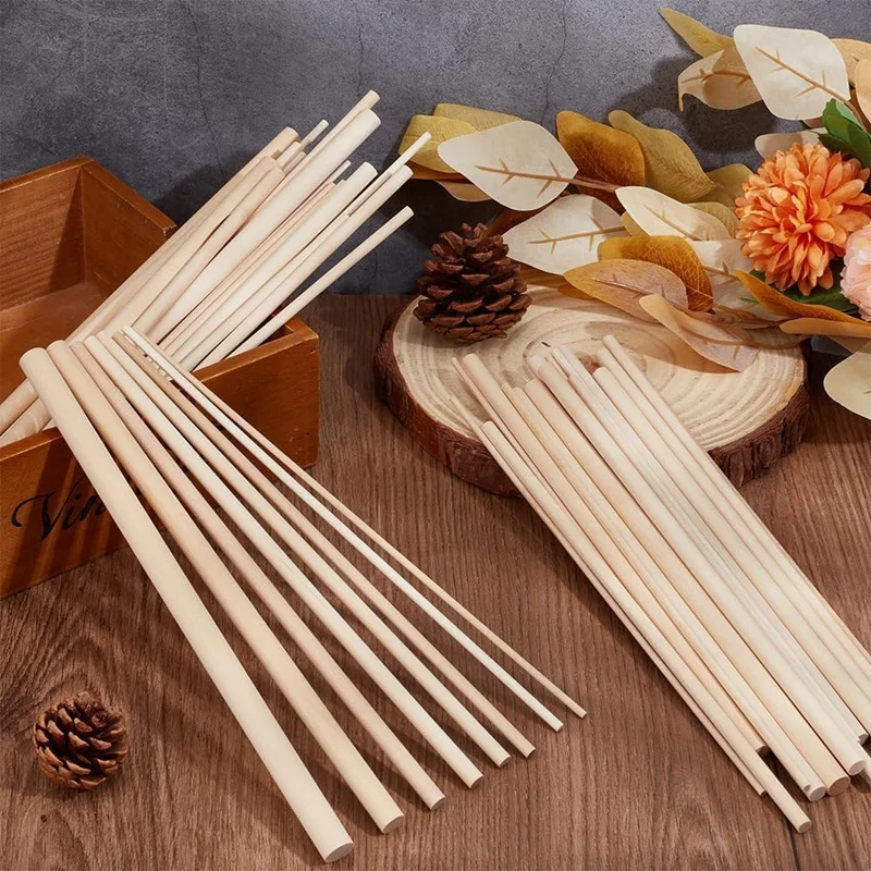 42Pieces Wooden Dowels Various Sizes Round Dowel Rods Beech Wood Sticks Kit Unfinished Wooden Hardwood Sticks DIY Crafts