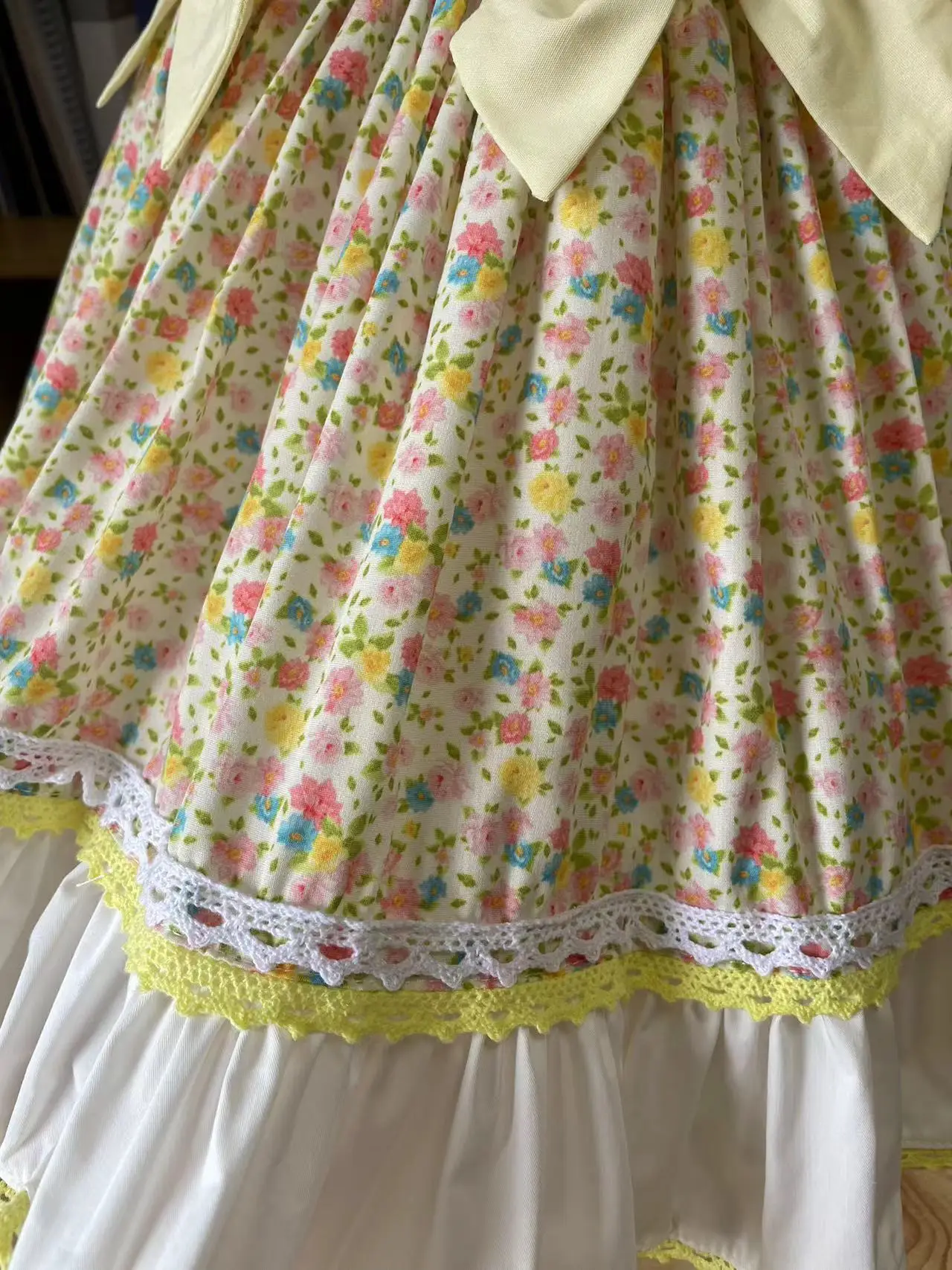 0-12Y Girl Summer Yellow Floral Duck Embroidery Turkish Vintage Lolita Princess Ball Gown Dress for Birthday Holiday Eid