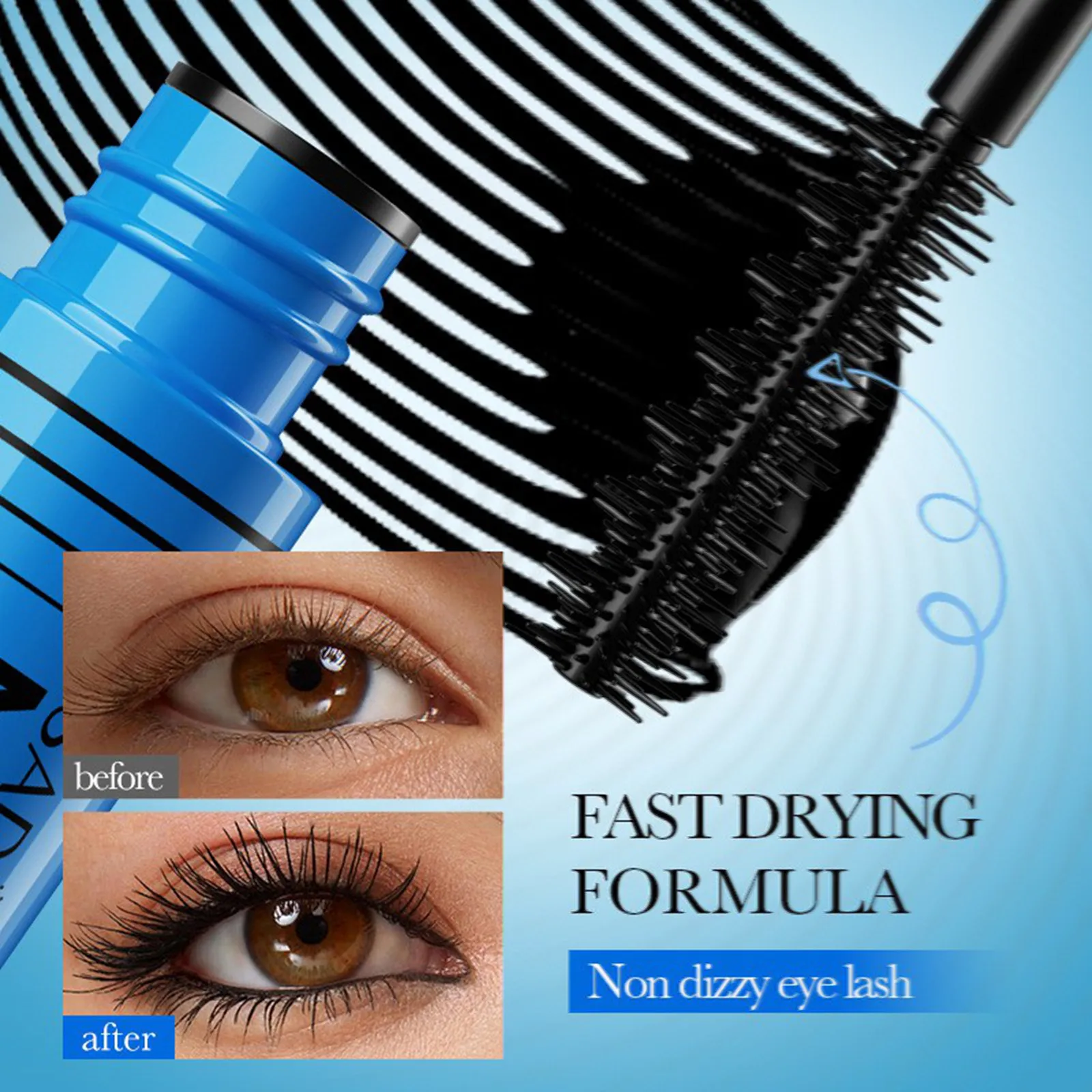 Rotolo per trucco modellante per ciglia, occhi arricciati e snelli neri, occhi ingranditori, mascara impermeabile per trucco adatto per la data quotidiana