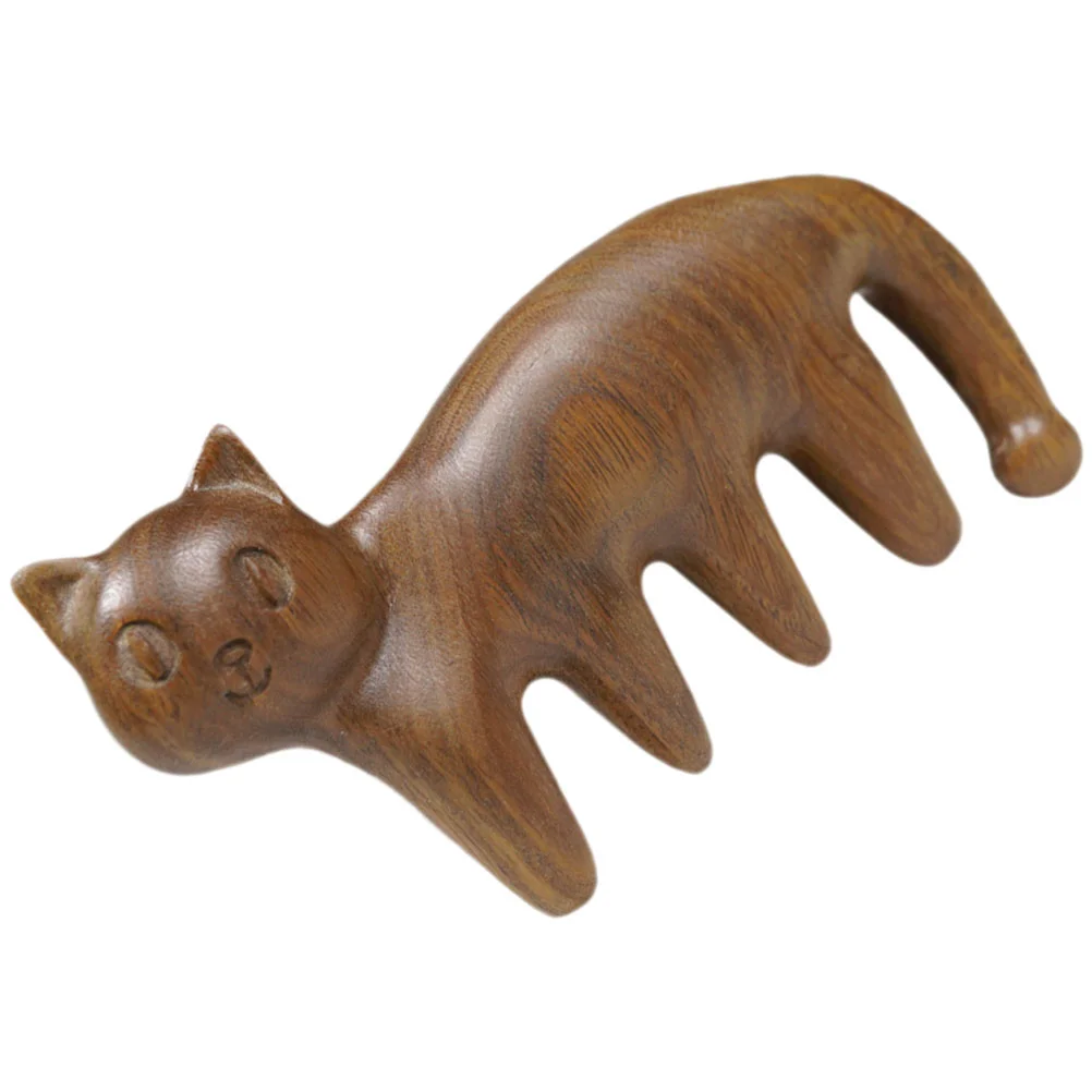 Grzebień do masażu Kitten Hair Scalp Massager Caring Cute Wide Tooth Cat Shaped Sandalwood Body Acupoint Baby Travel Head