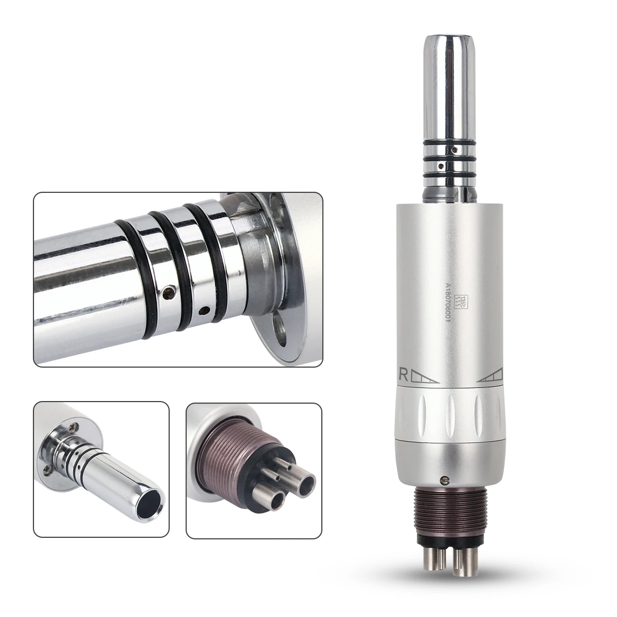 Dental Low Speed Handpiece 1:1 Push Button Contra Angle 4 Hole E-type Dental Air Motor with Internal Water Cooling System