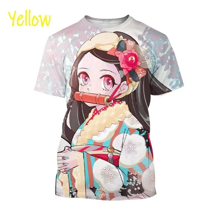 Fashion T-Shirtss Demon Slaye Short Sleeve Hip Hop Harajuku Summer Kamado Nezuko 3D Anime Print T-Shirts Men's and Women's