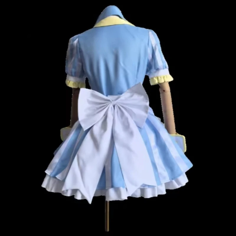 Luo Tianyi Roller Skating Waitress Cosplay Costume Full Set (Hat+Top+Skirt+Apron) Women Dress Halloween Party view 6
