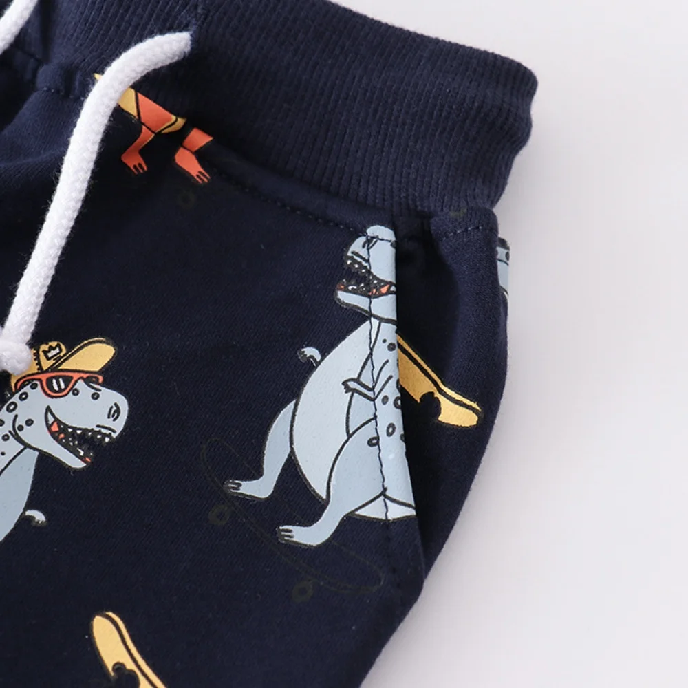 Jumping Meters 2-7T 2026 New Dinosaur Boys Sweatpants Trousers Autumn Spring Drawstring Trousers Pants Sport Harm Kids Pants