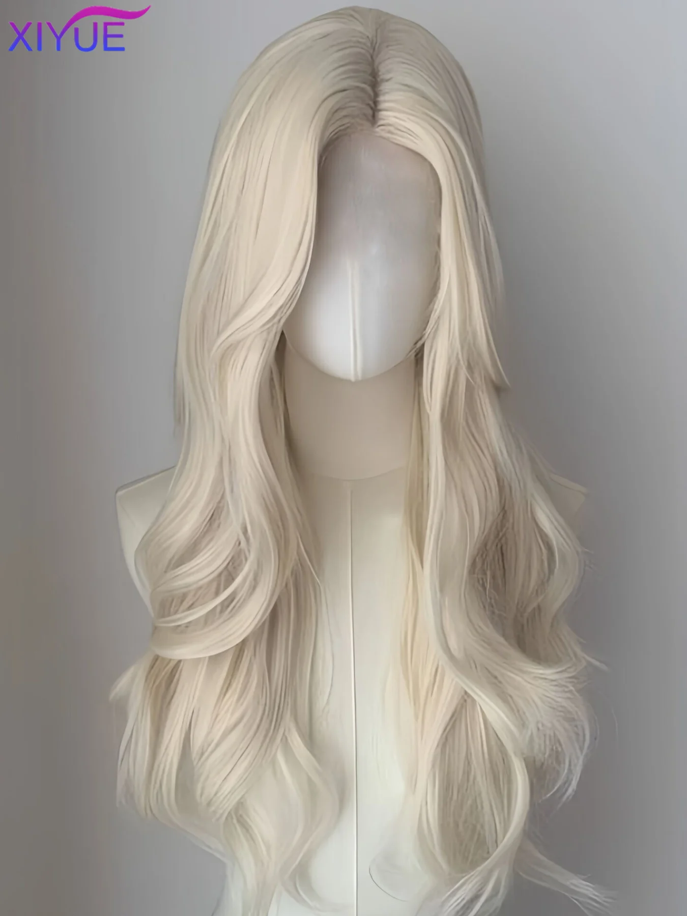 XIYUE Wig Depan Renda Sintetis Lurus untuk Wanita Wig Cosplay Wig Depan Renda Sorot Pirang Merah Coklat Ombre Panjang 38 Inci