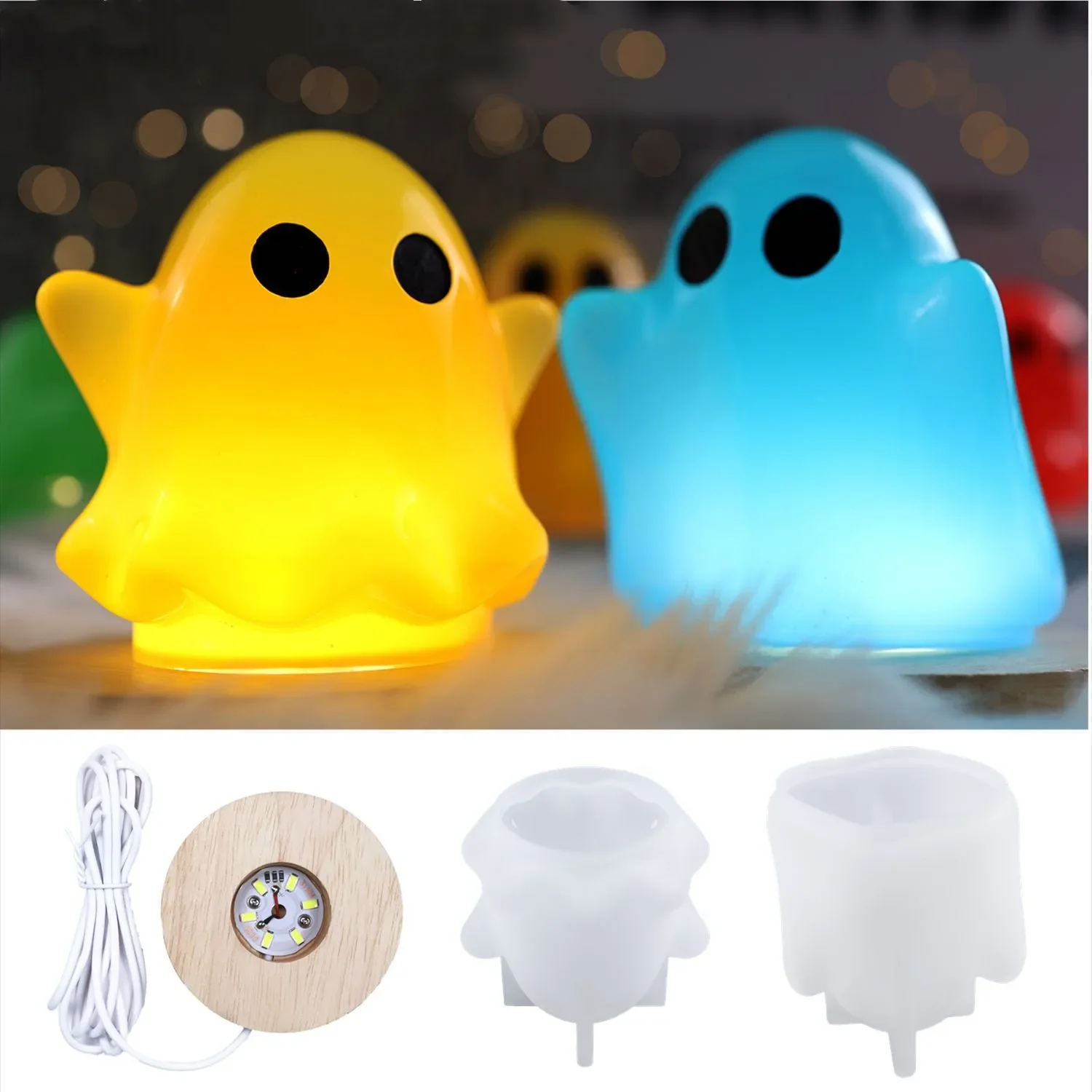 DIY Crystal Epoxy Resin Mold Halloween Dress Up Atmosphere Lamp Bedside Cute Decorative Mirror Silicone Mold