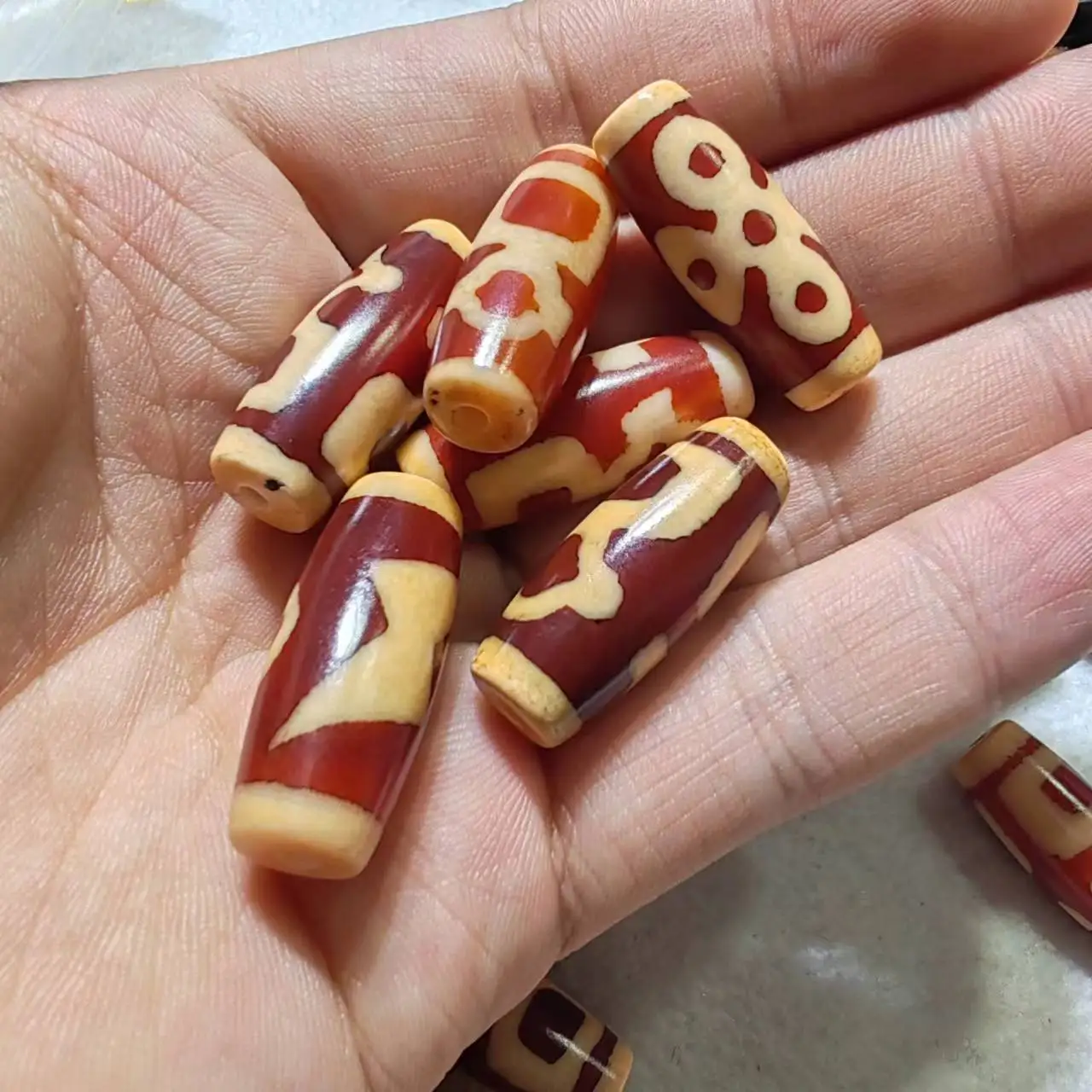 

Xizang Totem Boutique Old Red Teeth Yellow Infiltration Agate Sky Bead Necklace Pendant Diy Accessories