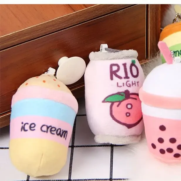 2024 New Cartoon Ice Cream Yellow Plush Toys Hobbies Bag Pendant Baby Toddler Toys Exclusive Design Creative Gifts Girls Kids