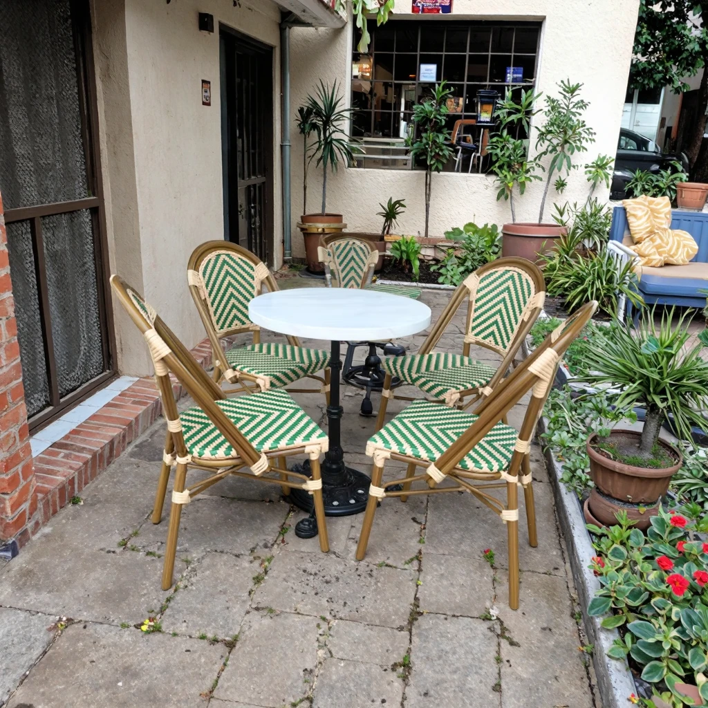 

Pe Rattan Aluminum Garden Furniture Outdoor Patio Wicker Chair Cafe Outdoor Parisian Dining Chair