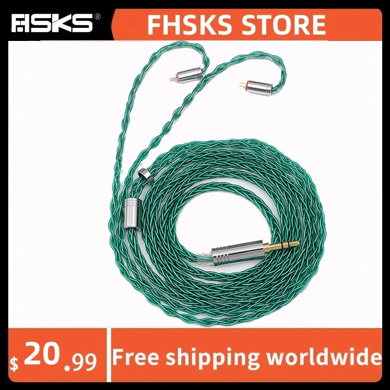 

8-Strand Single Crystal Copper Silver Plated Green Headphone Cable With Wrapped Ear Upgrade Cable Green Headphone Audio Cable