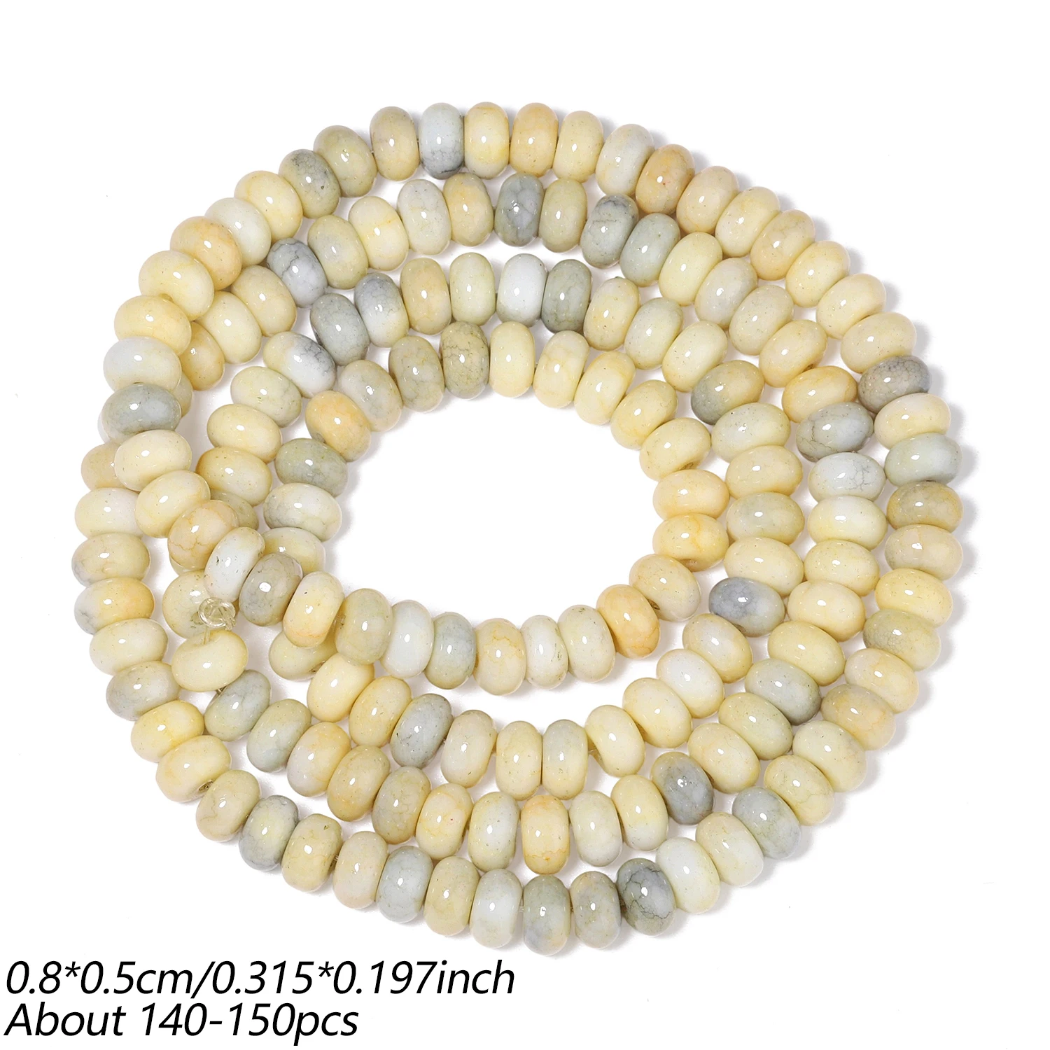 Yellow Gray Abacus Shape Jade Beads 5x8mm Rondelle Spacer Stone Beads For Jewelry Making Diy Beading Accessories 30'' 150pcs