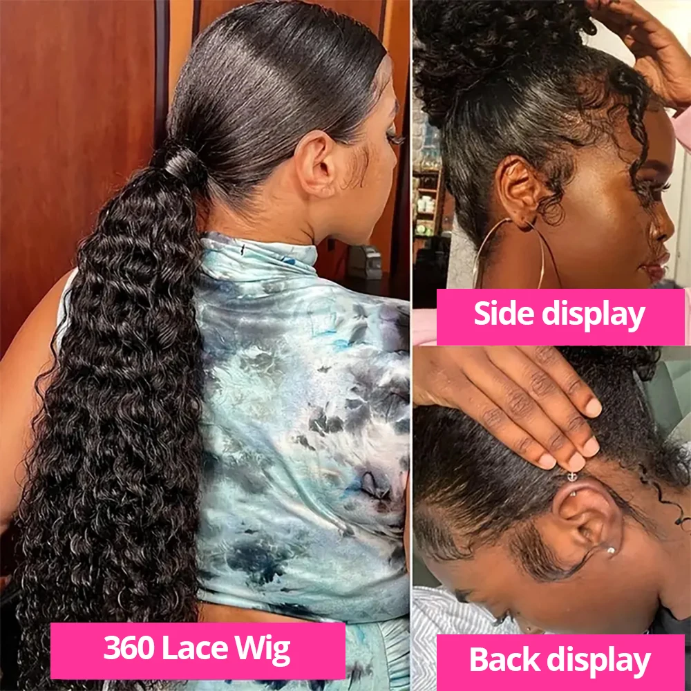 360 كامل الدانتيل الباروكة الأمامية شعر الإنسان موجة عميقة شعر مستعار HD الدانتيل أمامي باروكة من شعر طبيعي قبل قطعها شعري مجعد الباروكات للنساء
