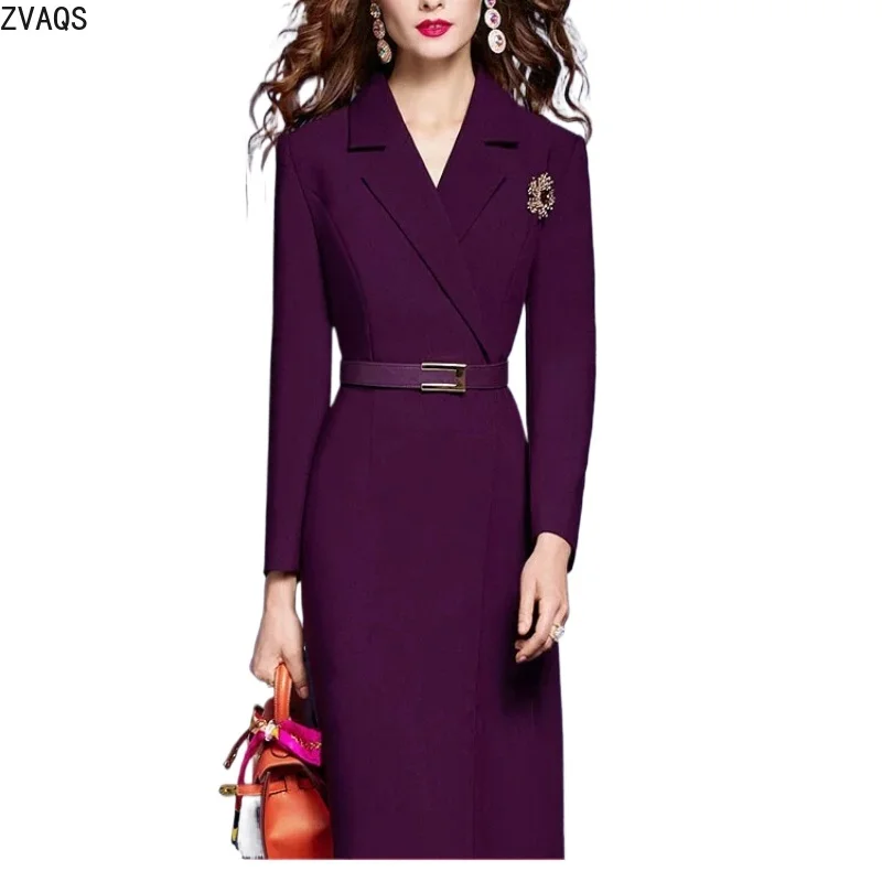 ZVAQS Kleider für Damen, Frühling, High-End-Blazerkleid, Damen, elegantes Göttinnen-Midikleid für formelle Anlässe, Büro, Pendler, Женская Одежда