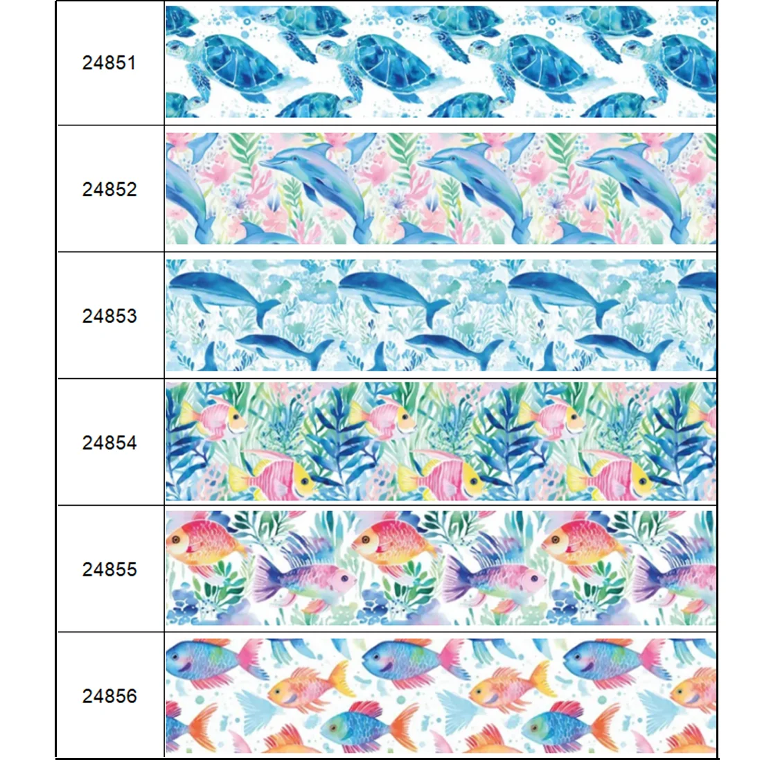 DHK 50yards Coral Reef Fish Jellyfish Octopus Sea Turtle Printed Grosgrain Ribbon Accessories Headwear Decoration Collar DIY