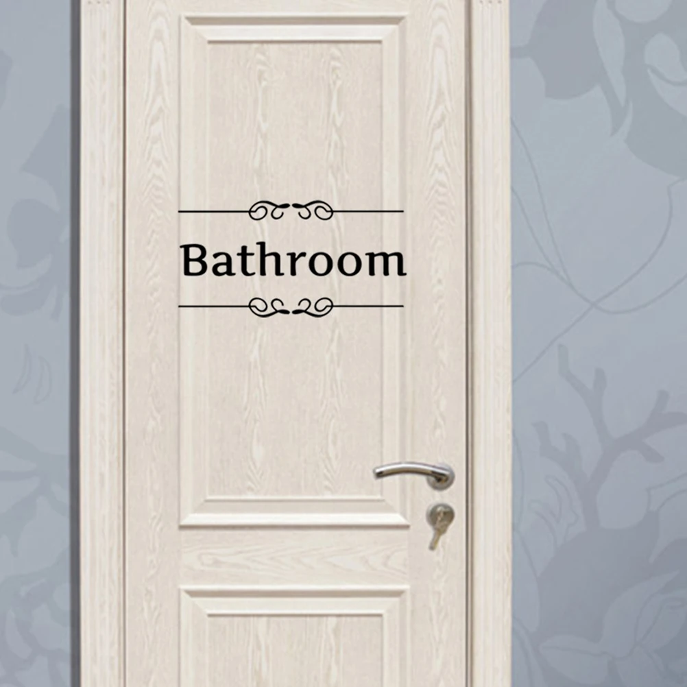 

4pcs Decorative Stickers Bathroom Toilet Restroom Signs Bathroom Wall Sticker PVC Material Creative Letters Home Public Space
