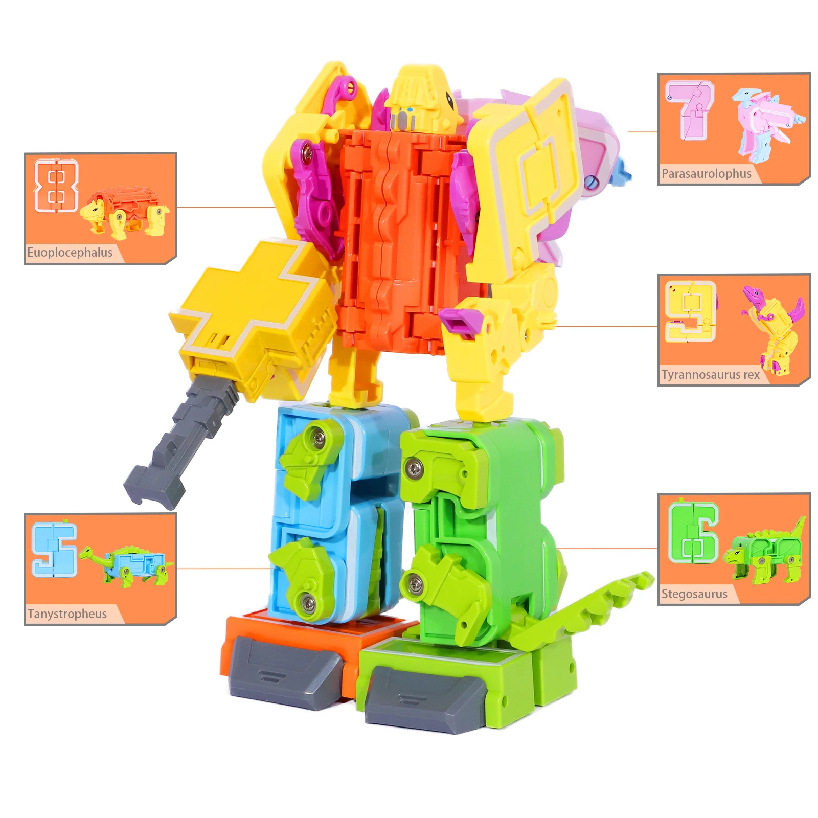 0-9 Nummers Animal Dinosaurus Warrior Vervorming Action Figures Transformatie Robot Speelgoed Voor Kinderen Gift Kinderen Blok Brinquedos