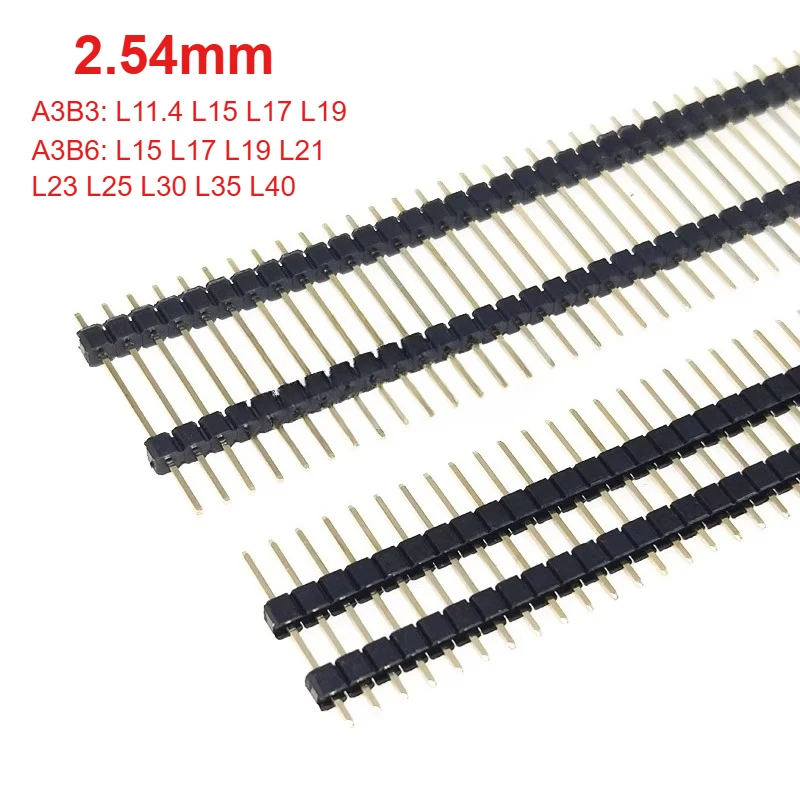 

5pcs 2.54mm PCB Board Spacer 1X40P L11.4/15-21/23/25/30/35/40/50mm Straight Single Row Double Plastic Gold Connector Male Header
