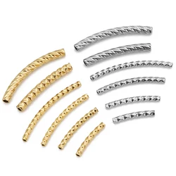 20pcs 15/20/25/30mm Stainless Steel Knurling Bend Tube Embossing Curved Tube Connectors for DIY Bracelet Necklace Jewelry Making