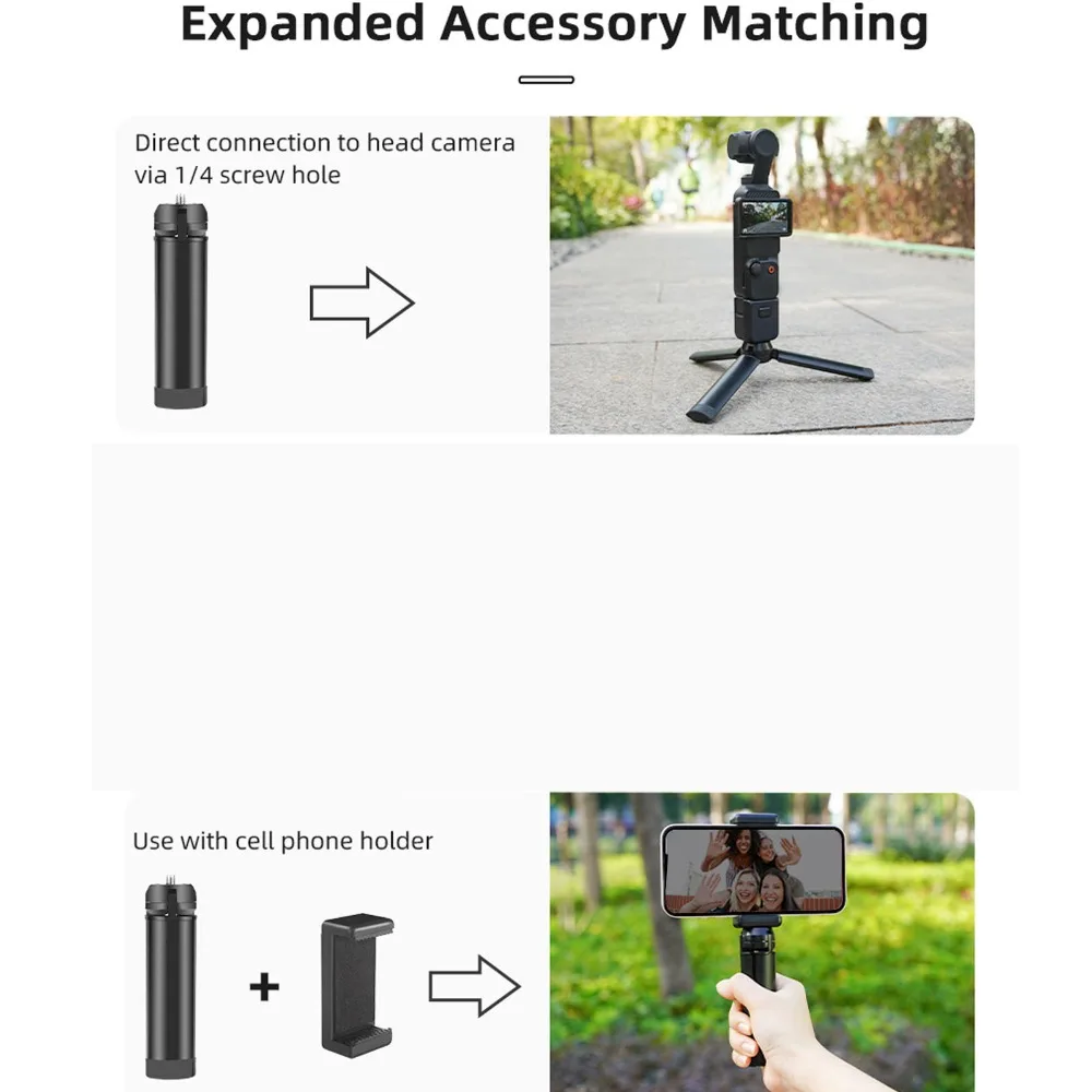 Foldable Mini Vlog Tripod Aluminum Alloy with Matching Wrench｜ Action Camera Stabilizer 1/4 Screw for OSMO POCKET 3