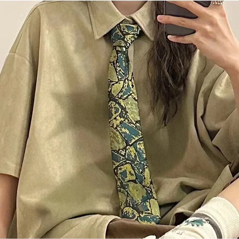 JK Polyester Women Men Ties Striped Navy Red Coffee College Neckties Uniform Girls Neckwear Cravate Trendy Accessories