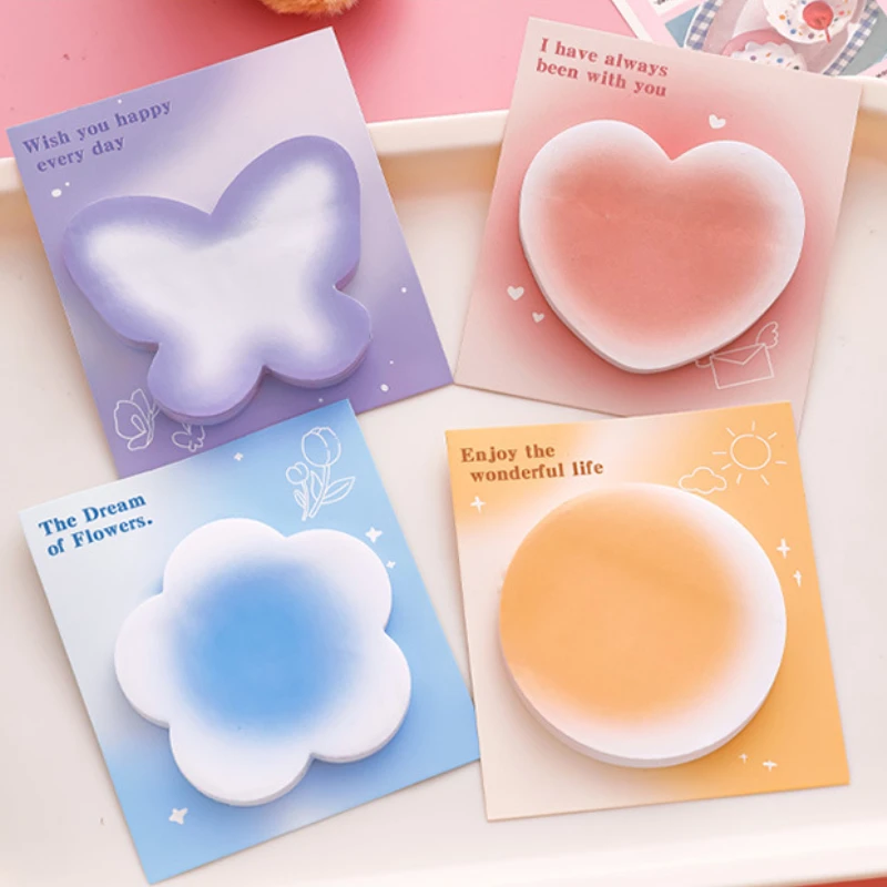 30Sheets Cute Special Shape Gradient Sticky Note Self-adhesive Memo Pad Girls' To-do Note Sticker Kawaii Bubble Pocket Notepad