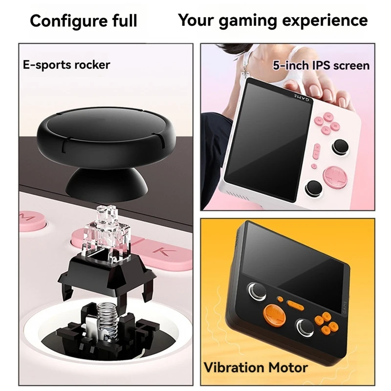 A04R E5Plus Handheld Video Game Console 5inch HD Retro Game Console 6000mAh 128G Video Handheld Game Console A