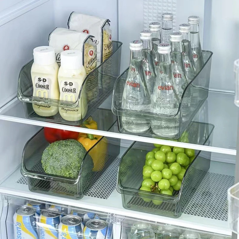 Open Refrigerator Storage Box Food Grade PET Crisper Household Vegetables Fruits Drawer Kitchen Refrigerator Desktop Organizer