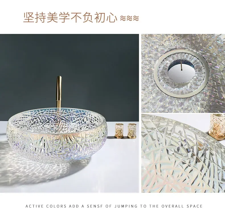 Cornucopia crystal glass art basin round  high-end washbasin hotel homestay home table basin