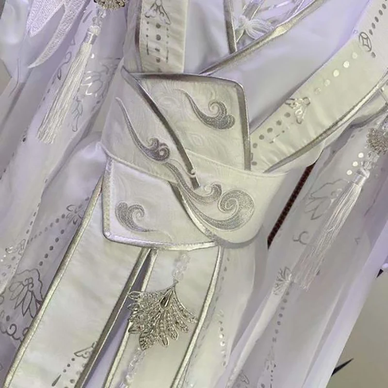 Erha and His White Cat Master Chu Wanning Cosplay Xie Lian Shen Lanzhou White Hanfu Men and Women Ancient Costume Super Immortal