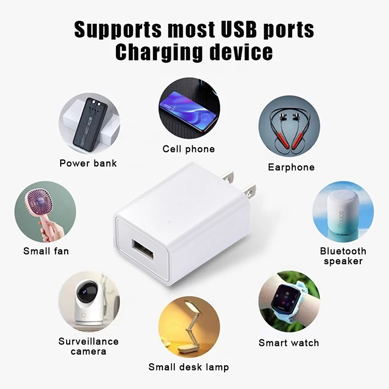 US Adapter 5V 2A Fast Charging UL Plug One USB Port Phone Charging Wall Charger Travel In USA Japan Thailand Canada Colombia