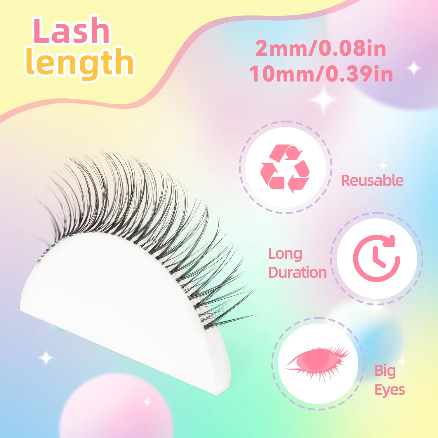 Natural False Eyelash Transparent Stem 5 Pair Set with Clear Roots Fairy One Piece Eyelash
