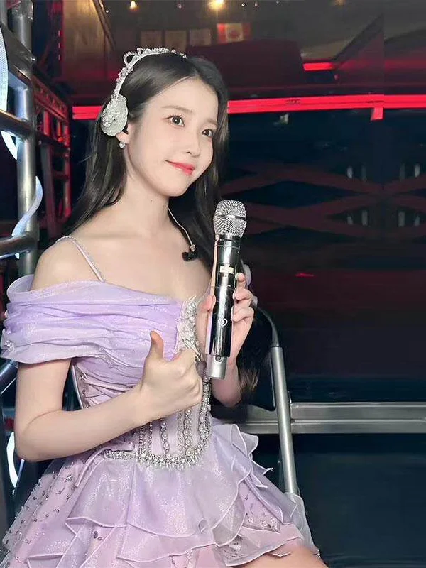 Iu Eunpa Performance Costume Purple Dress Female Lead Singer Stage Performance Outfit Polyester Fabric Ethnic Stage Costume