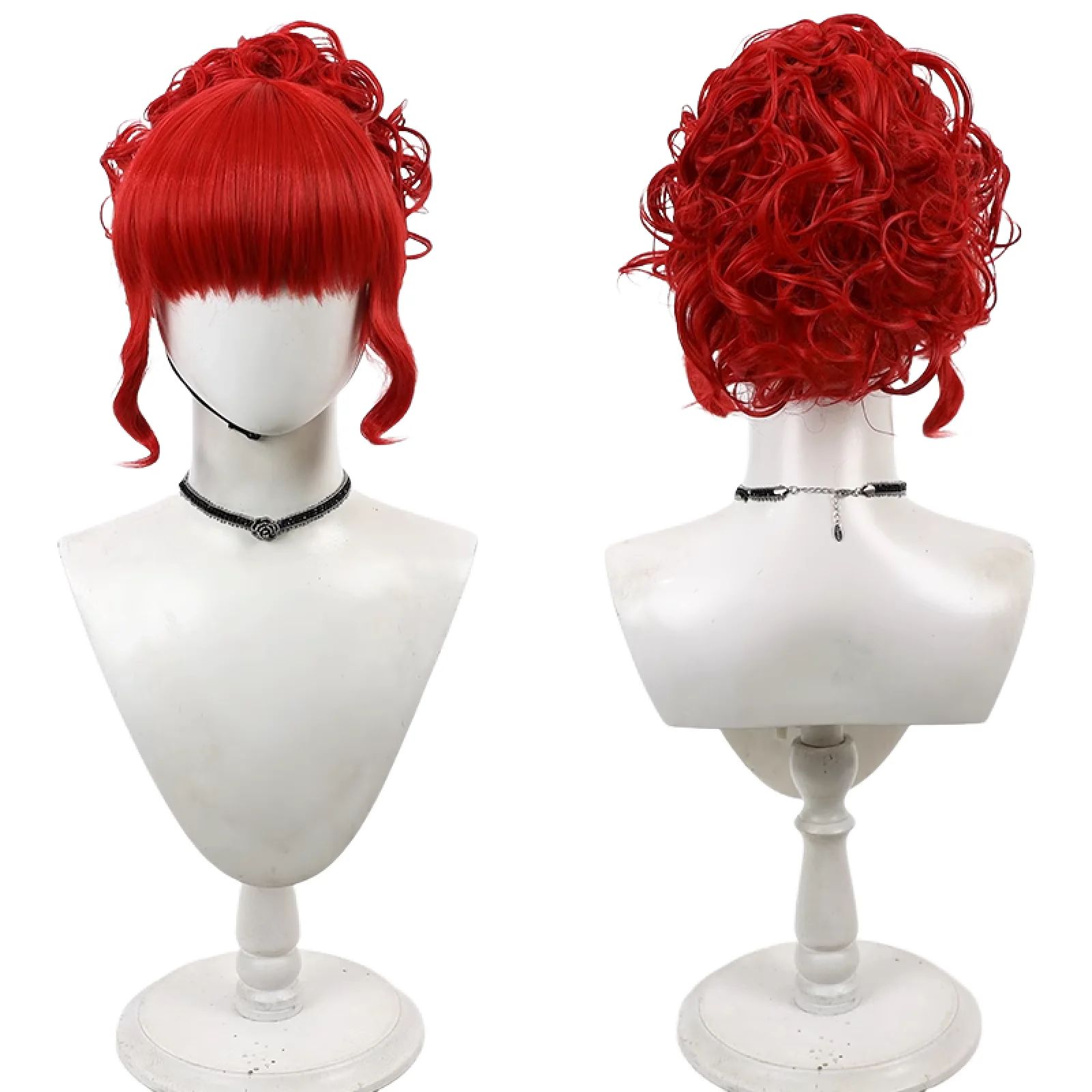 Horror Movie Miss Dead Receptionist Cosplay Wig Red Curls Heat Resistant Synthetic Hair Halloween Party Costume Accessories