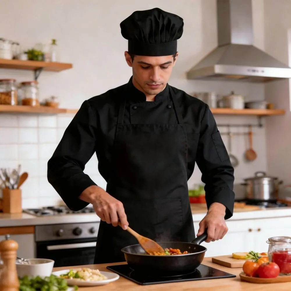 Waterproof Leather Cooking Apron Set With Chef Hat Professional Restaurant Uniform For Kitchen Service Garden Work