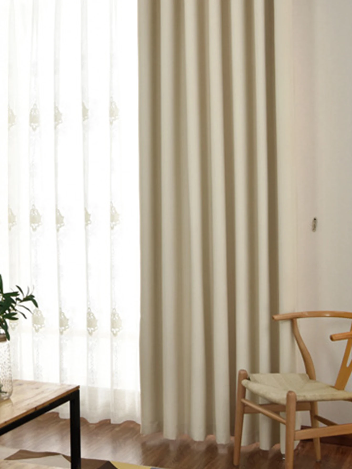 1pc Modern Blackout Curtains For Living Room Hall Elegant Beige Curtains For Bedroom Window Ready Made Finished Drapes Blinds